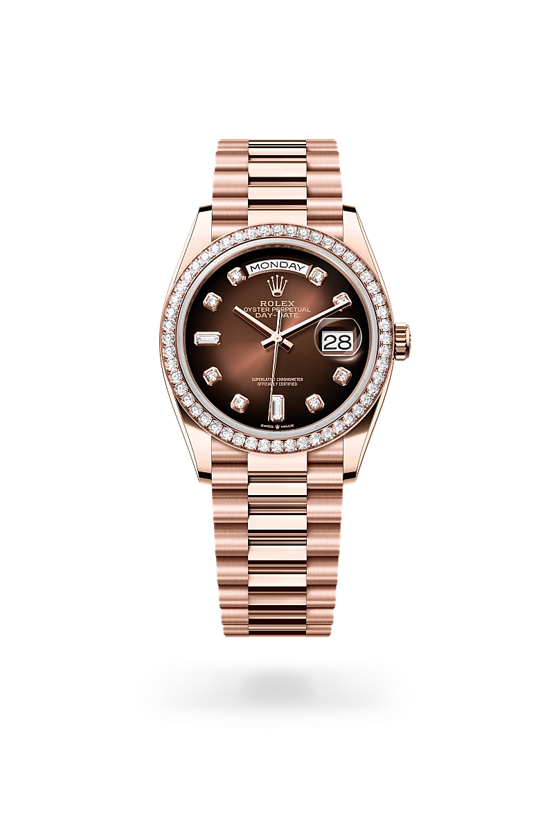Rolex Day-Date 36, Oyster, 36 mm, or Everose et diamants, M128345RBR-0040