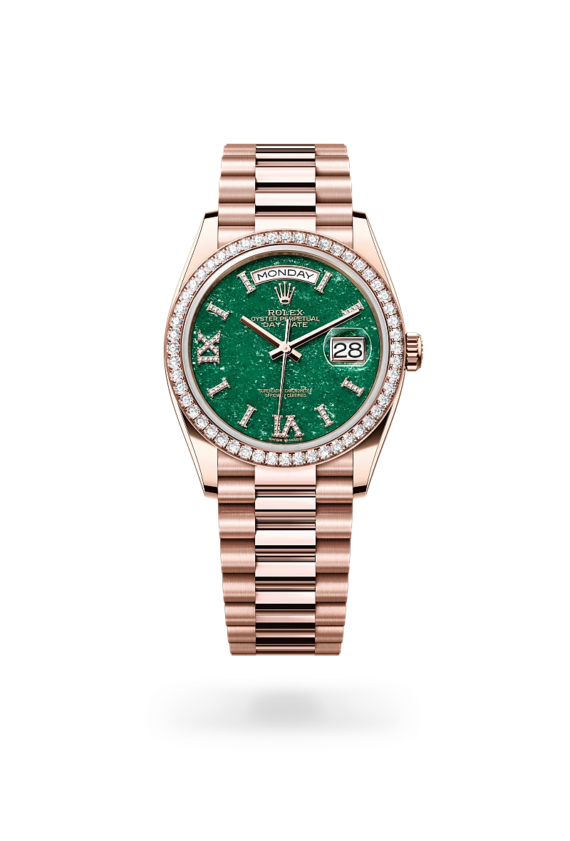 Rolex Day-Date 36, Oyster, 36 mm, or Everose et diamants, M128345RBR-0068