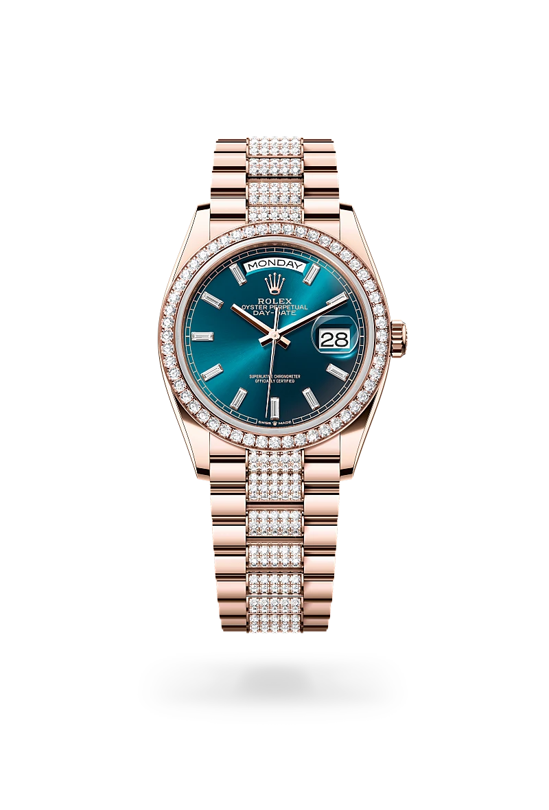 Rolex Day-Date 36, Oyster, 36 mm, or Everose et diamants, M128345RBR-0084