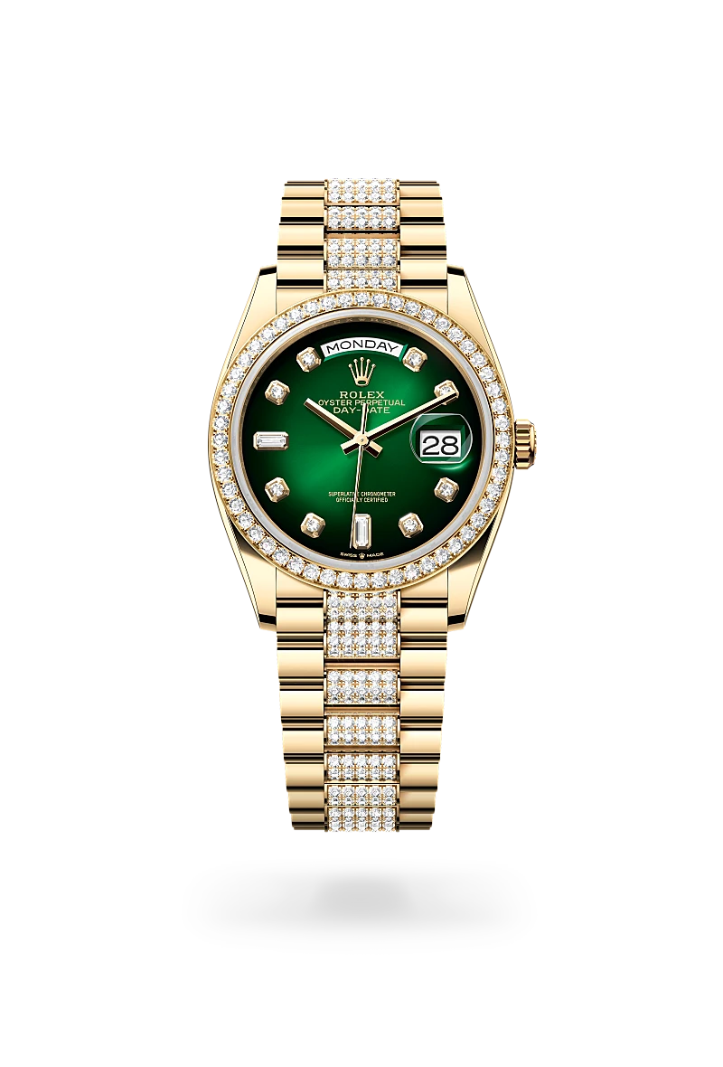 Rolex Day-Date 36, Oyster, 36 mm, or jaune et diamants, M128348RBR-0036
