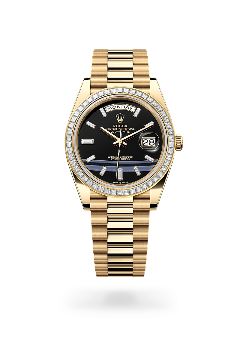 Rolex Day-Date 40, Oyster, 40 mm, or jaune et diamants, M228398TBR-0038