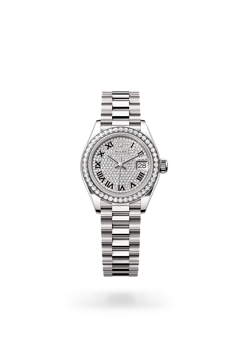 Rolex Lady-Datejust, Oyster, 28 mm, or gris et diamants, M279139RBR-0014