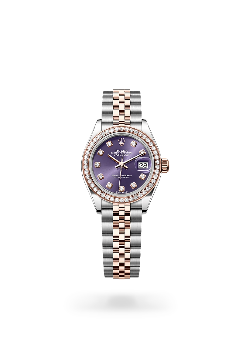 Rolex Lady-Datejust, Oyster, 28 mm, acier Oystersteel, or Everose et diamants, M279381RBR-0015